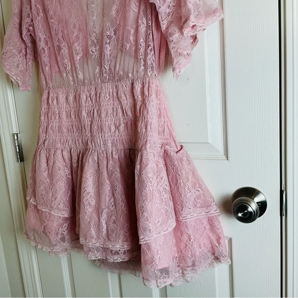 NWOT Free People LaLa Lace Cutout Dress Pink XL Boho Fairy - Picture 9 of 12